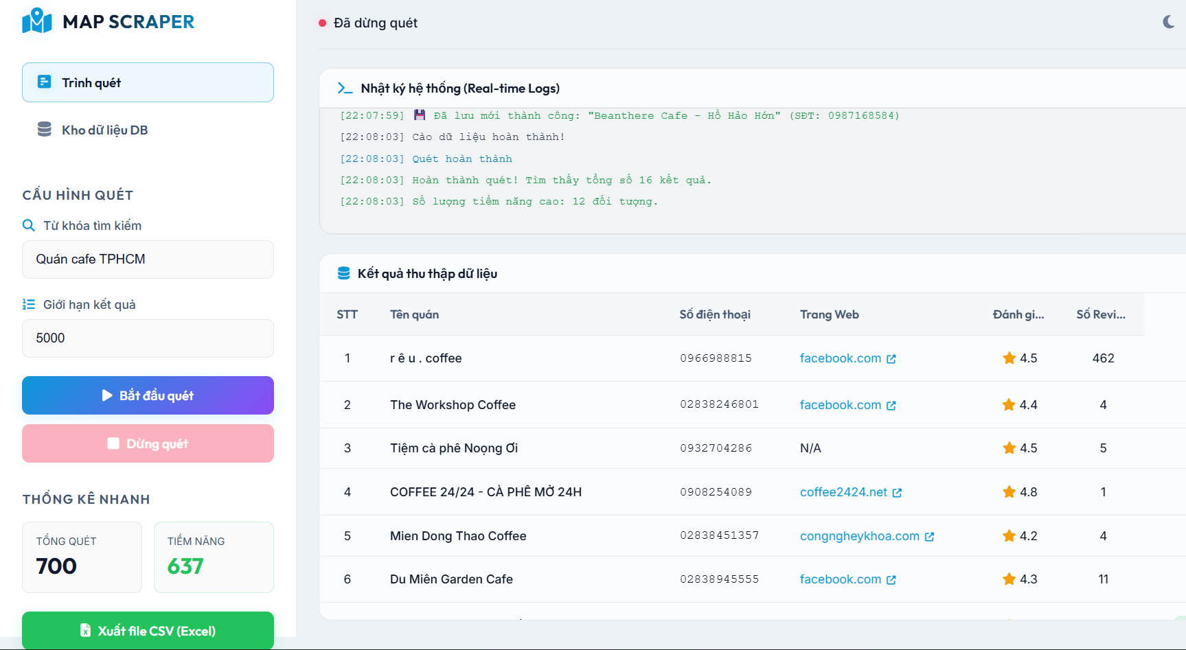 Tool cào dữ liệu google map